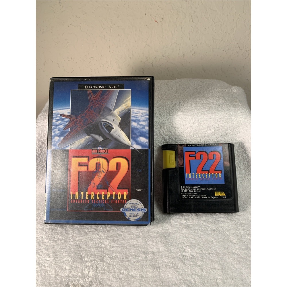 Sega Genesis F22 Interceptor EA Video Game 1991 NTSC With Box Tested Working